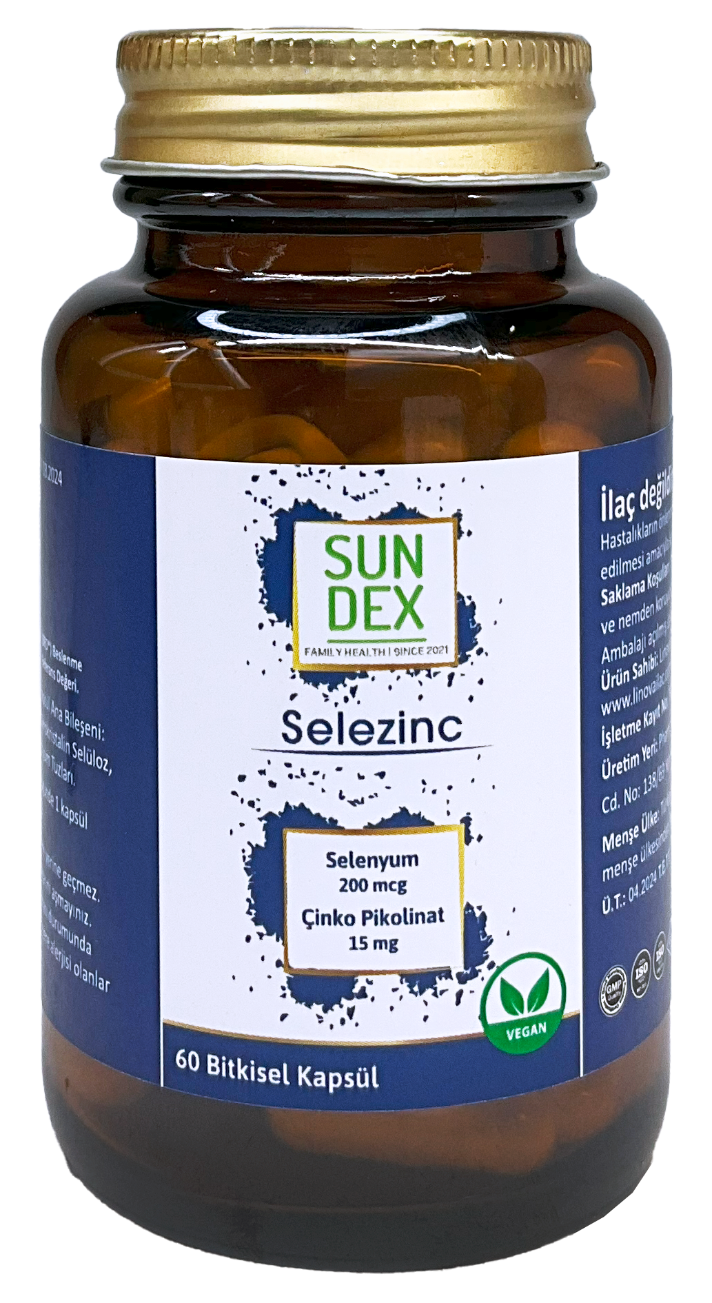 SUNDEX%20Selezinc%20Selenyum%20(L-Selenometionin)%20ve%20Çinko%20Pikolinat%2060%20Bitkisel%20Kapsül