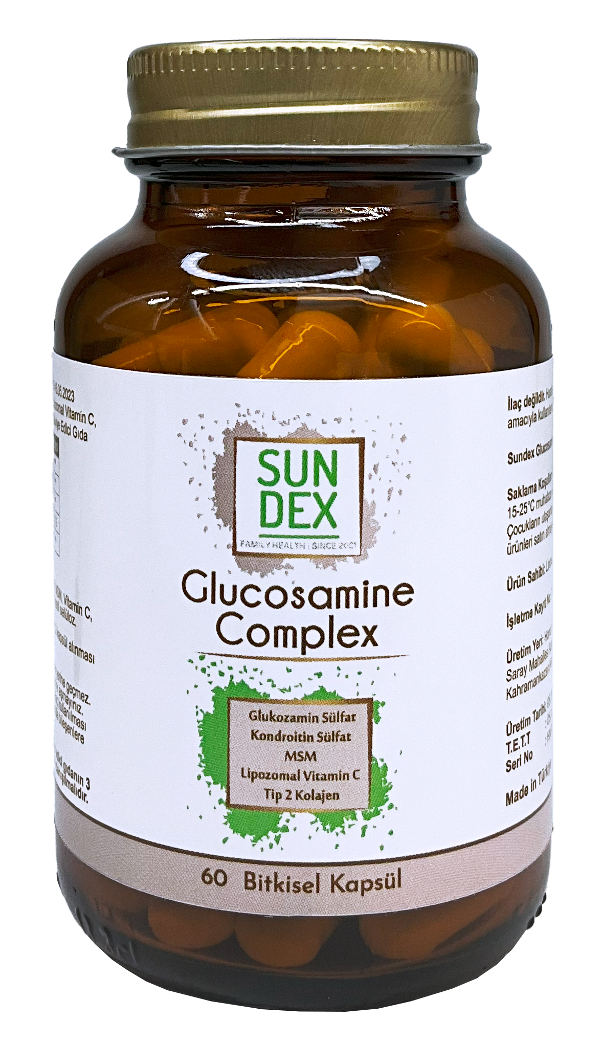 SUNDEX%20Glucosamine%20Complex%20Glukozamin%20Sülfat,%20Kondroitin%20Sülfat,%20MSM,%20Lipozomal%20Vitamin%20C,%20Tip%202%20Kolajen%2060%20Bitkisel%20Kapsül